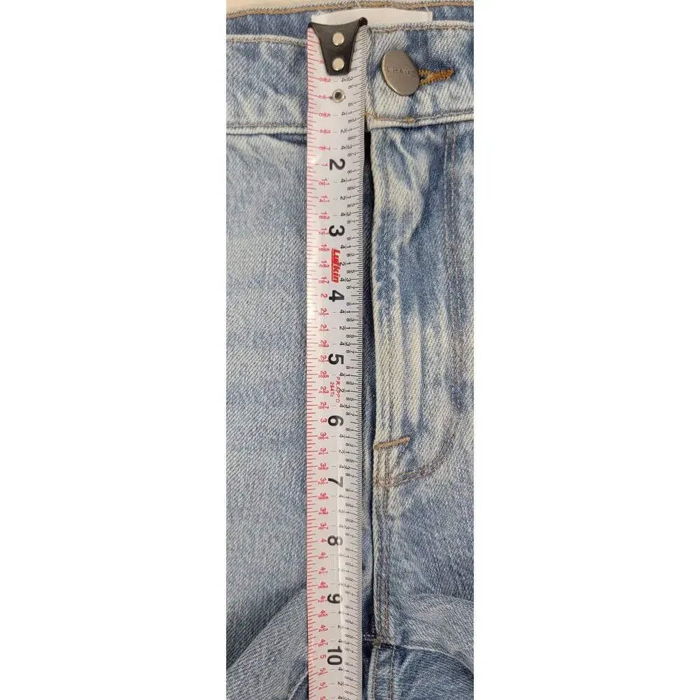 FRAME Le Garcon Crop Jeans Light Wash Distressed Raw Hem 28